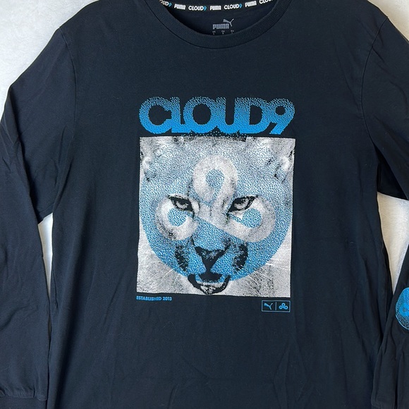 Puma Men’s X Cloud9 Neon Esport Long Sleeve T-shirt Black Blue Size Large - Picture 2 of 10